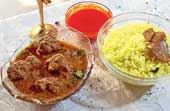 yellow rice and ball curry